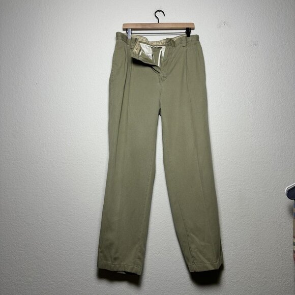 VTG Tommy Bahama Pant Men 32 Khaki Pleated Lyocell Formal Dress Chino Prep Beige - Picture 1 of 7